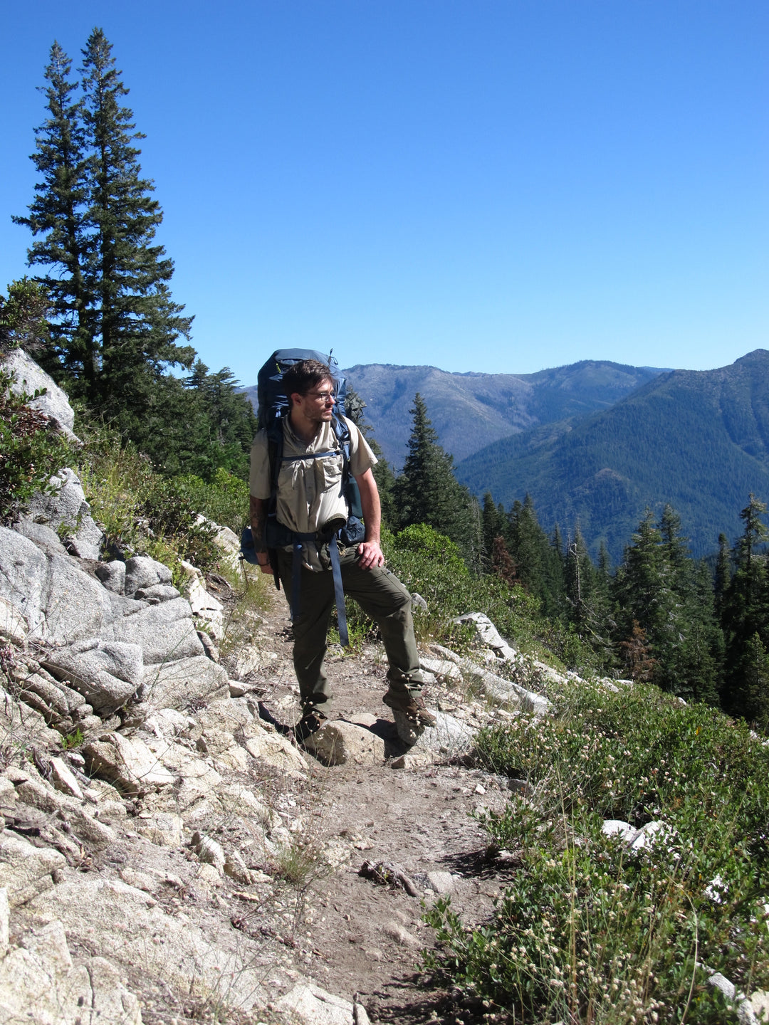 Brendan McCullough backpacking in the wilderness